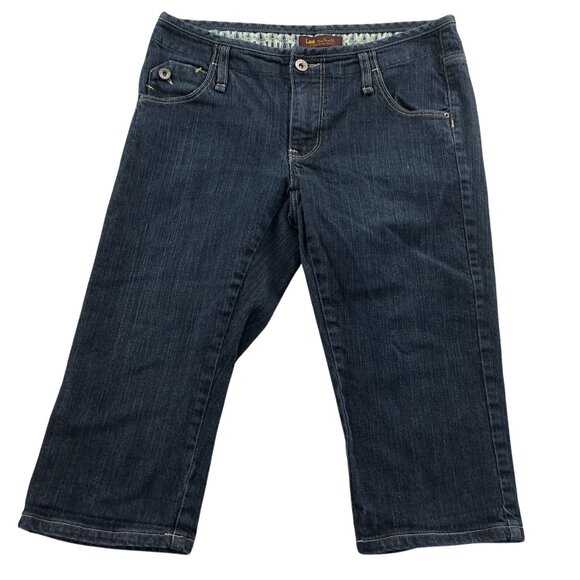 Lee Womens Capri Jeans Size 6M One True Fit Denim Dark Wash Lower Waist Casual - Picture 1 of 13